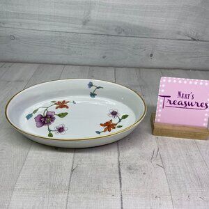 Royal Worcester ASTLEY Floral Gold England Oven To Table 10 3/8 Oval Baker Dish